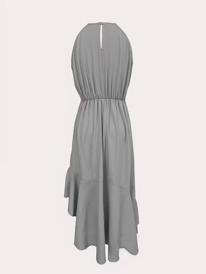 Robe élégante à volants et col licou, mode printemps-été