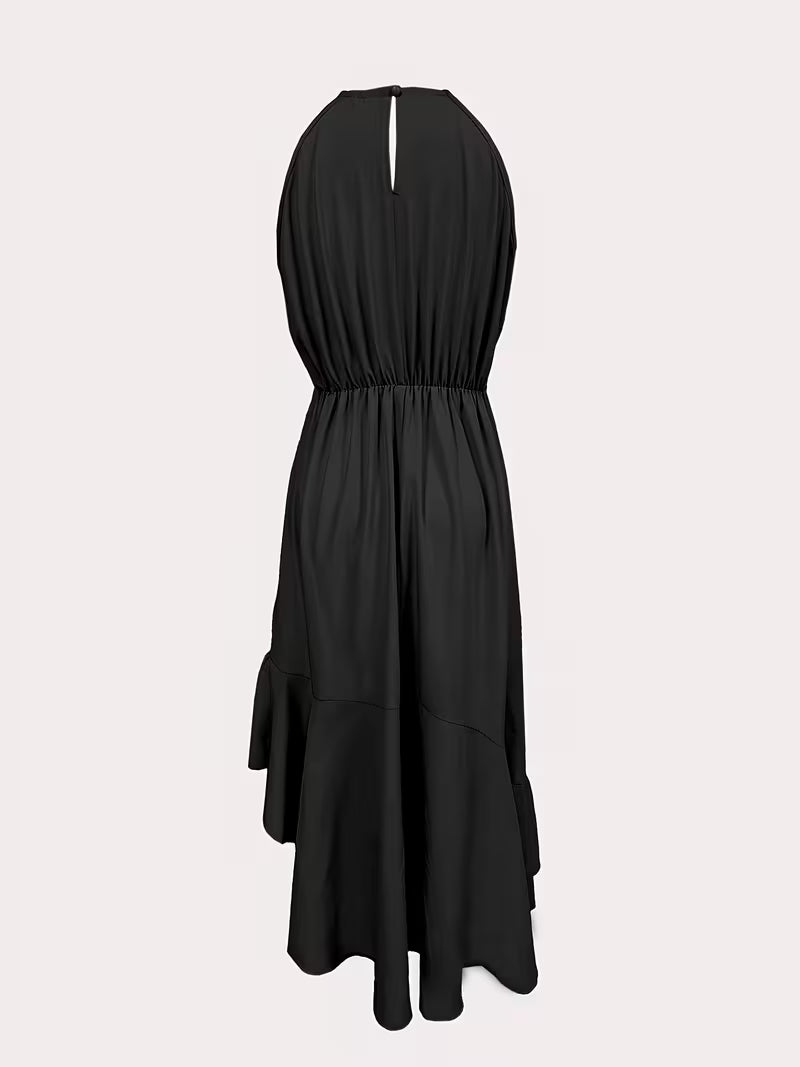 Robe élégante à volants et col licou, mode printemps-été