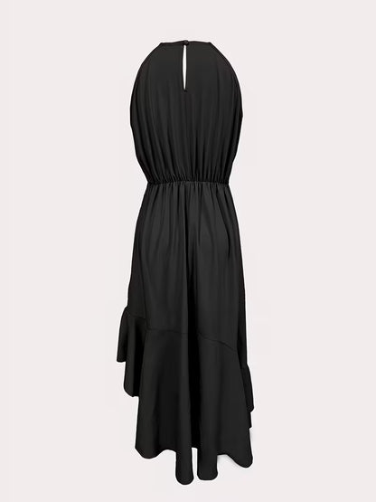 Robe élégante à volants et col licou, mode printemps-été