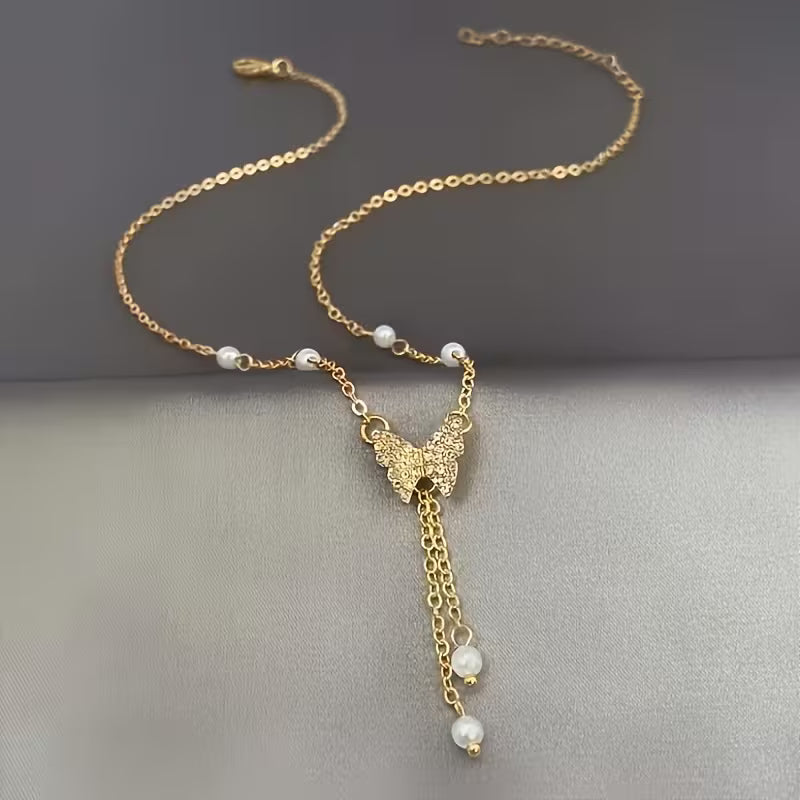 Collier Papillon Mosaïque Plaqué Or 14K