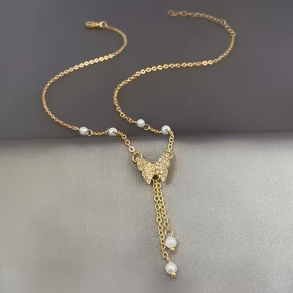 Collier Papillon Mosaïque Plaqué Or 14K