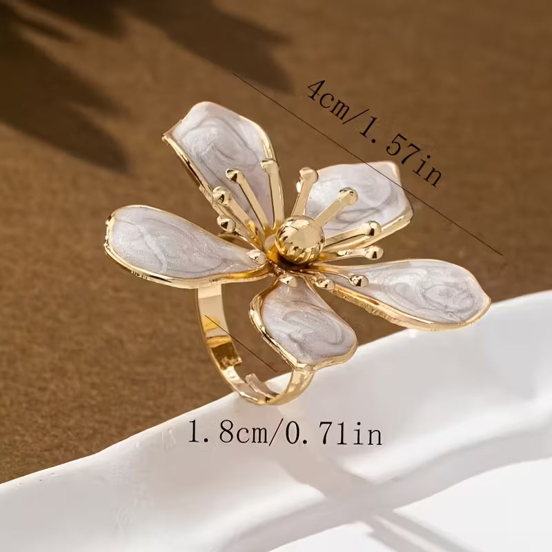 Bague Floral en Émail – Sophistication et Charme pour Chaque Instant