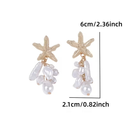 Boucles d'oreilles pendantes étoile de mer bohème