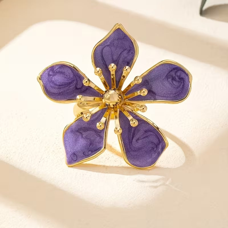 Bague Floral en Émail – Sophistication et Charme pour Chaque Instant