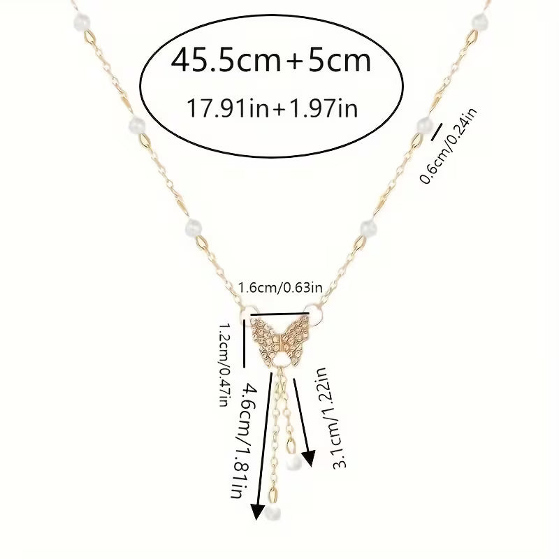 Collier Papillon Mosaïque Plaqué Or 14K
