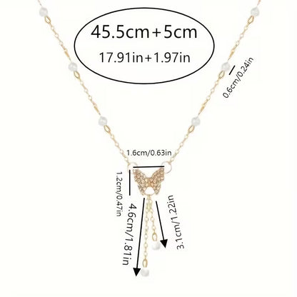 Collier Papillon Mosaïque Plaqué Or 14K