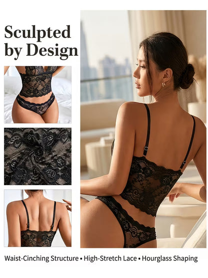 Ensemble de Lingerie Dentelle Noire – Soutien-gorge Push-up et Culotte Bikini
